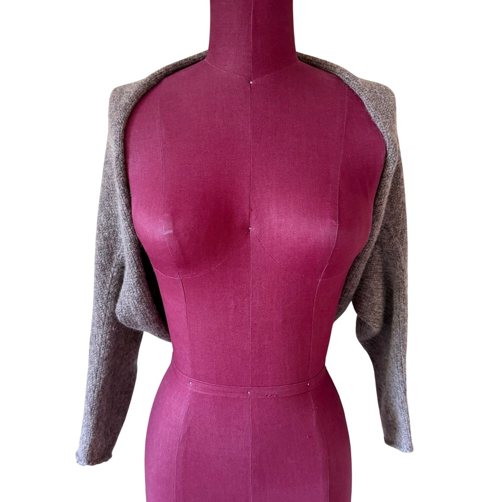 Eileen Fisher Shrug Bolero Wool Mohair Blend Italian Yarn Brown XS